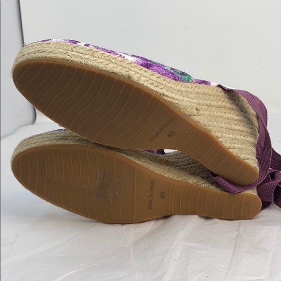 Burberry Sz 40/ US 9 Purple White Espadrille Wedge - Picture 7 of 10